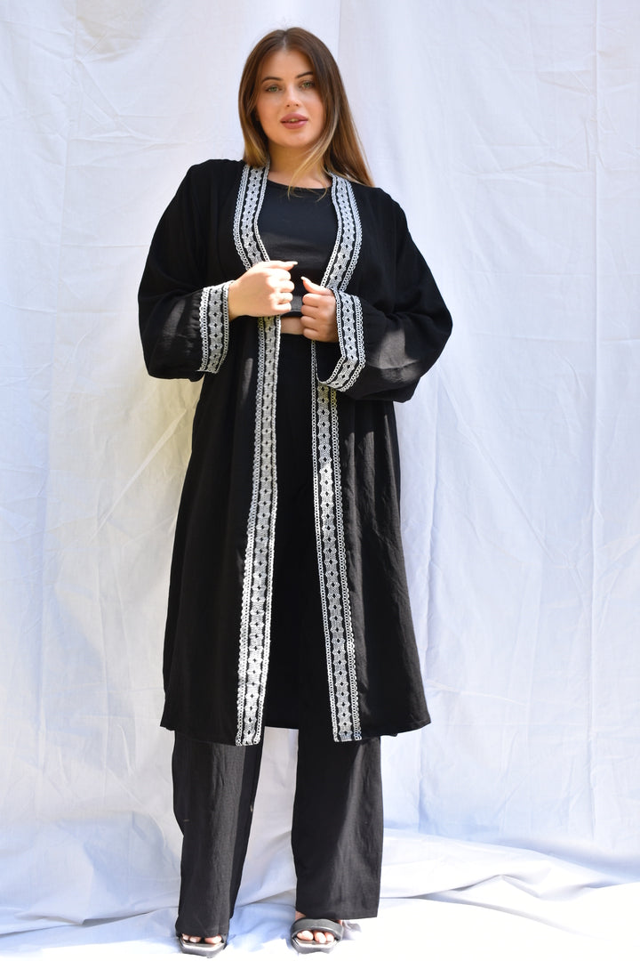 Linen Cardigan Set With Pants