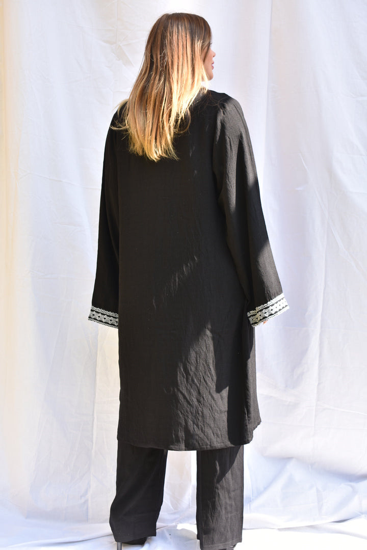 Linen Cardigan Set With Pants