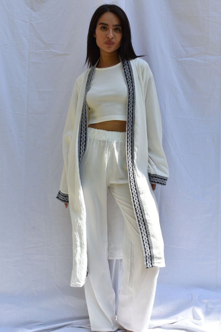 Linen Cardigan Set With Pants