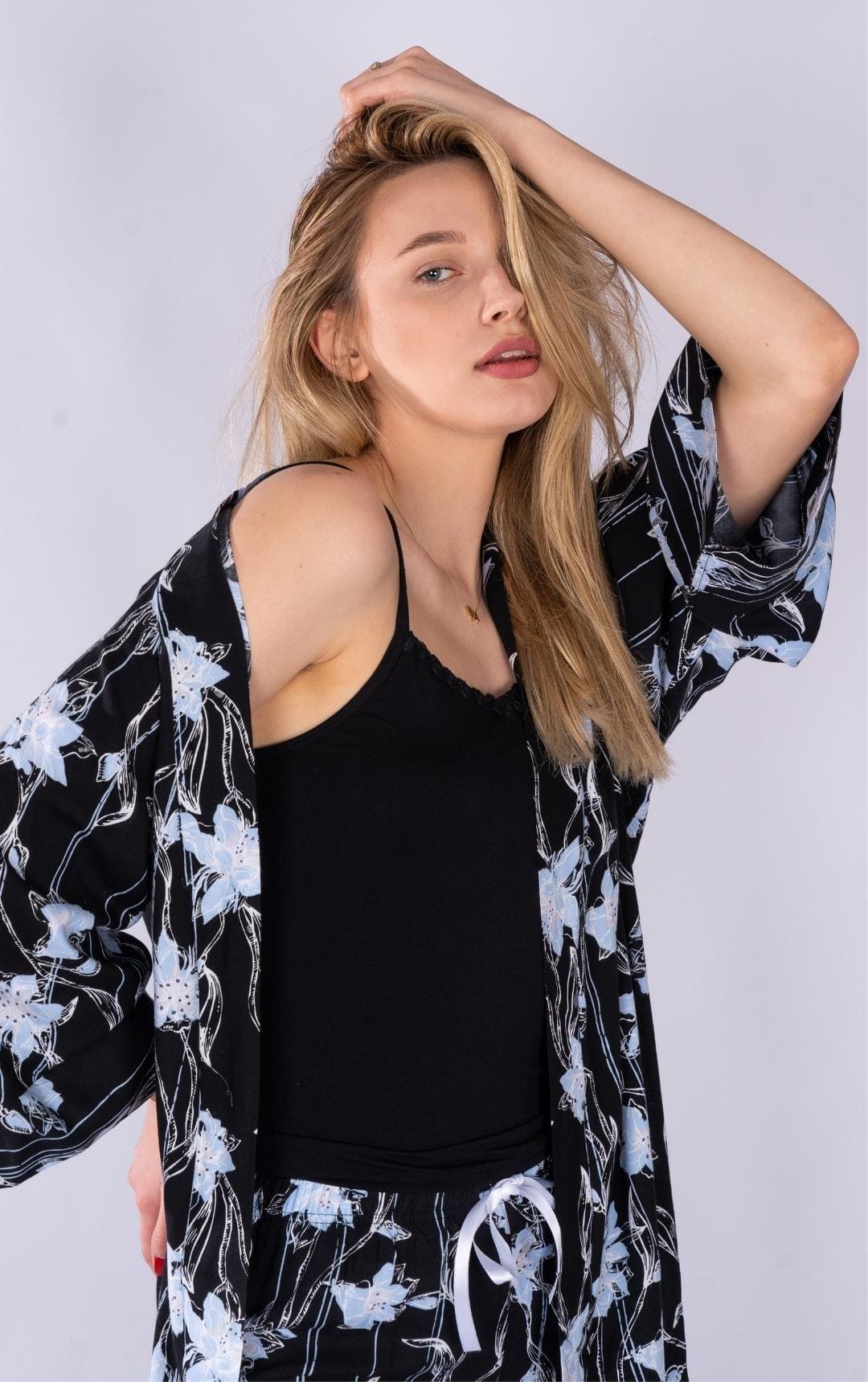 Summer Pajama Set for Women with Light Robe