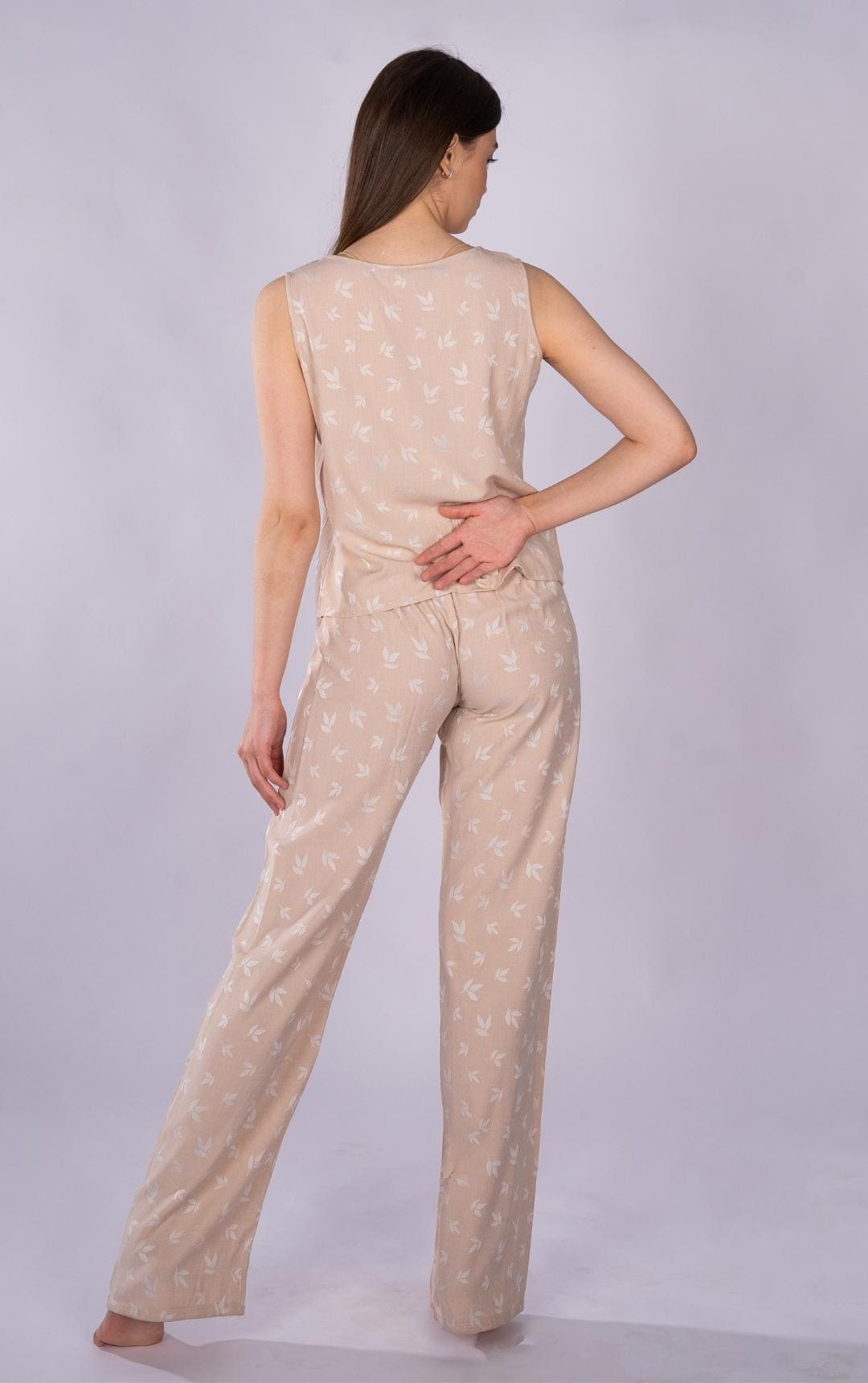 Printed Flower Pajama Set With Tank Top and Pants