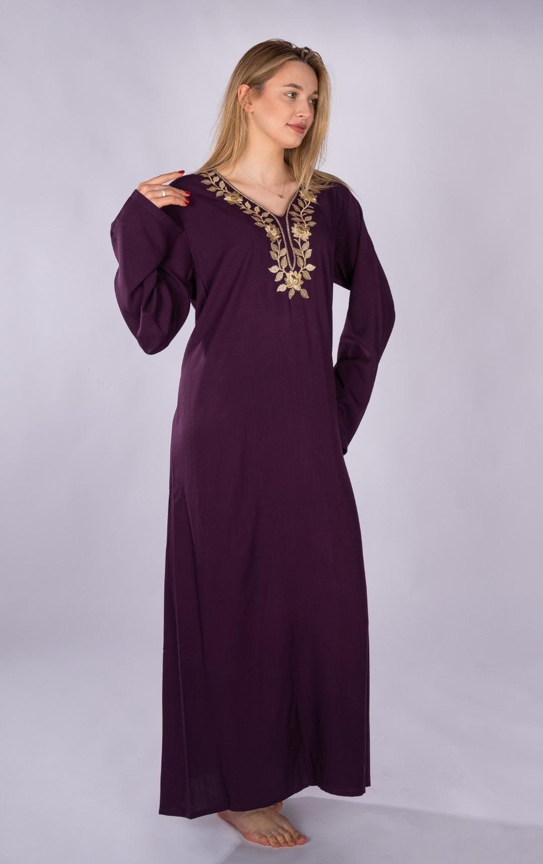 Stitched V-Neck Summer Abaya