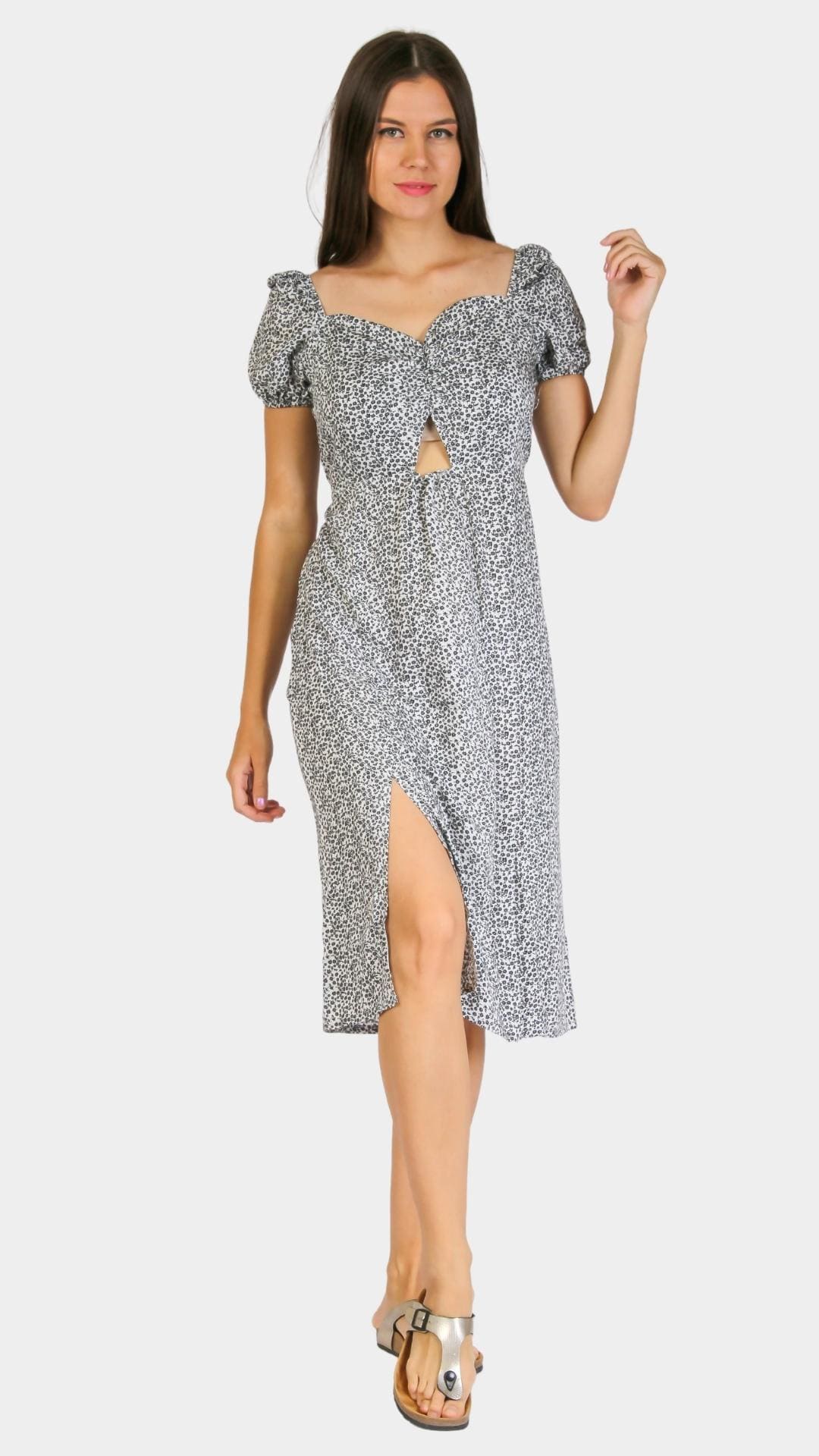 Black and White floral short sleeve dress