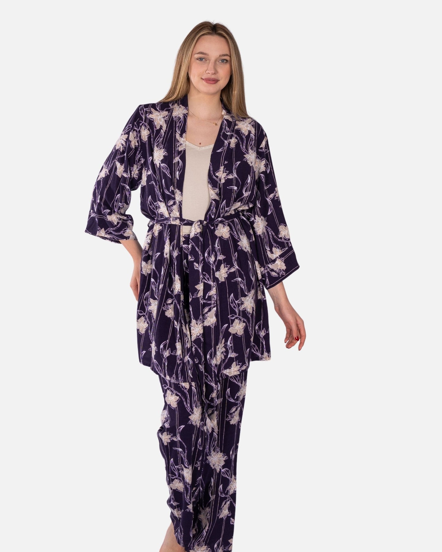 Summer Pajama Set for Women with Light Robe