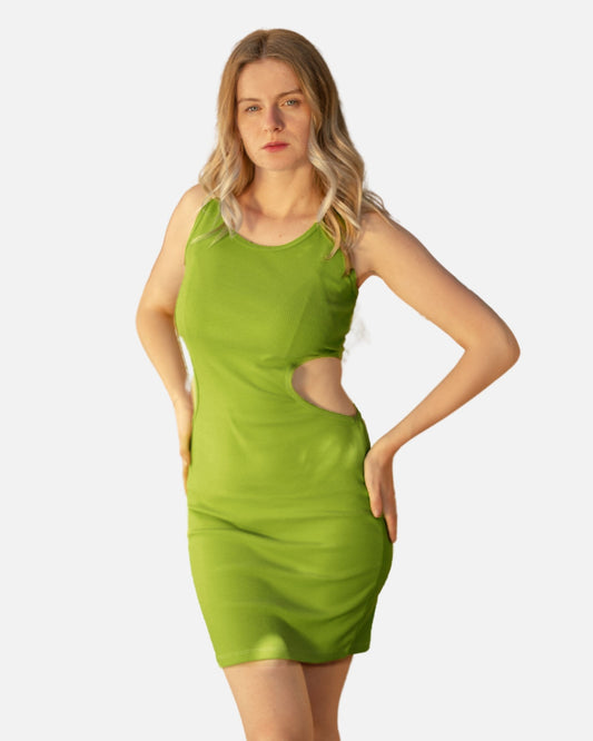 Ribbed Dress with stomach cutouts