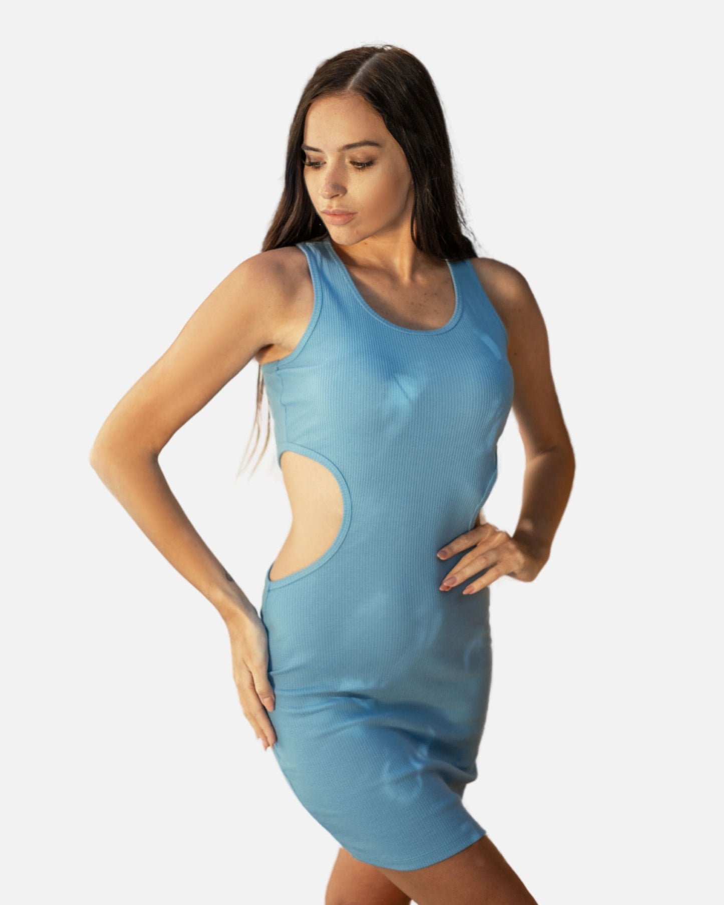 Ribbed Dress with stomach cutouts