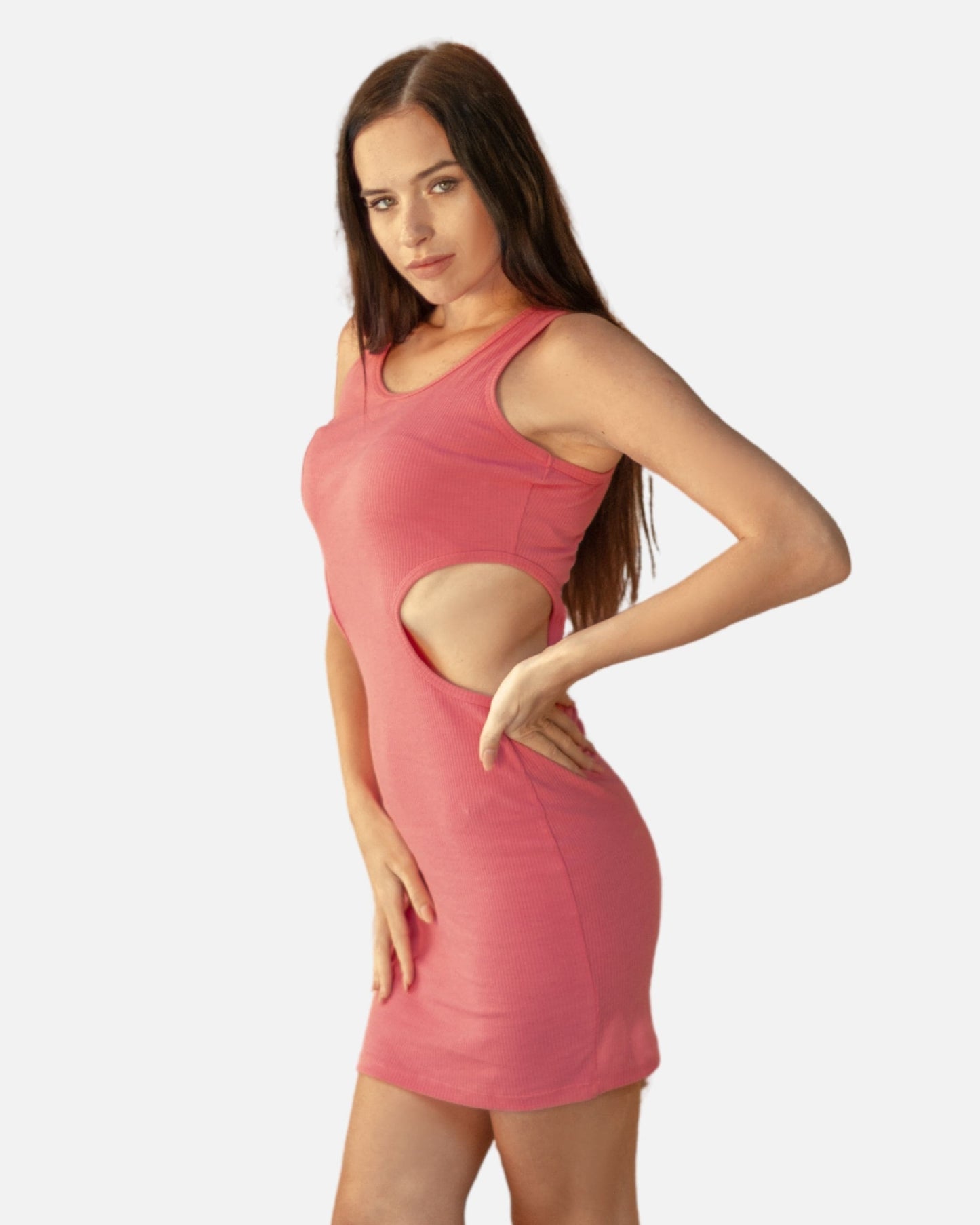 Ribbed Dress with stomach cutouts