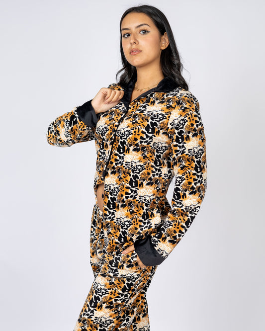 Animal Print Velvet Pajama for Women