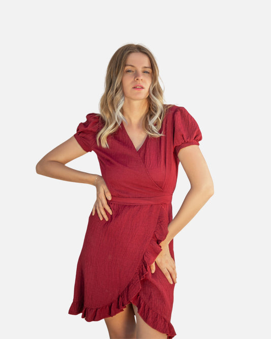 Short-Sleeve Wrap Dress