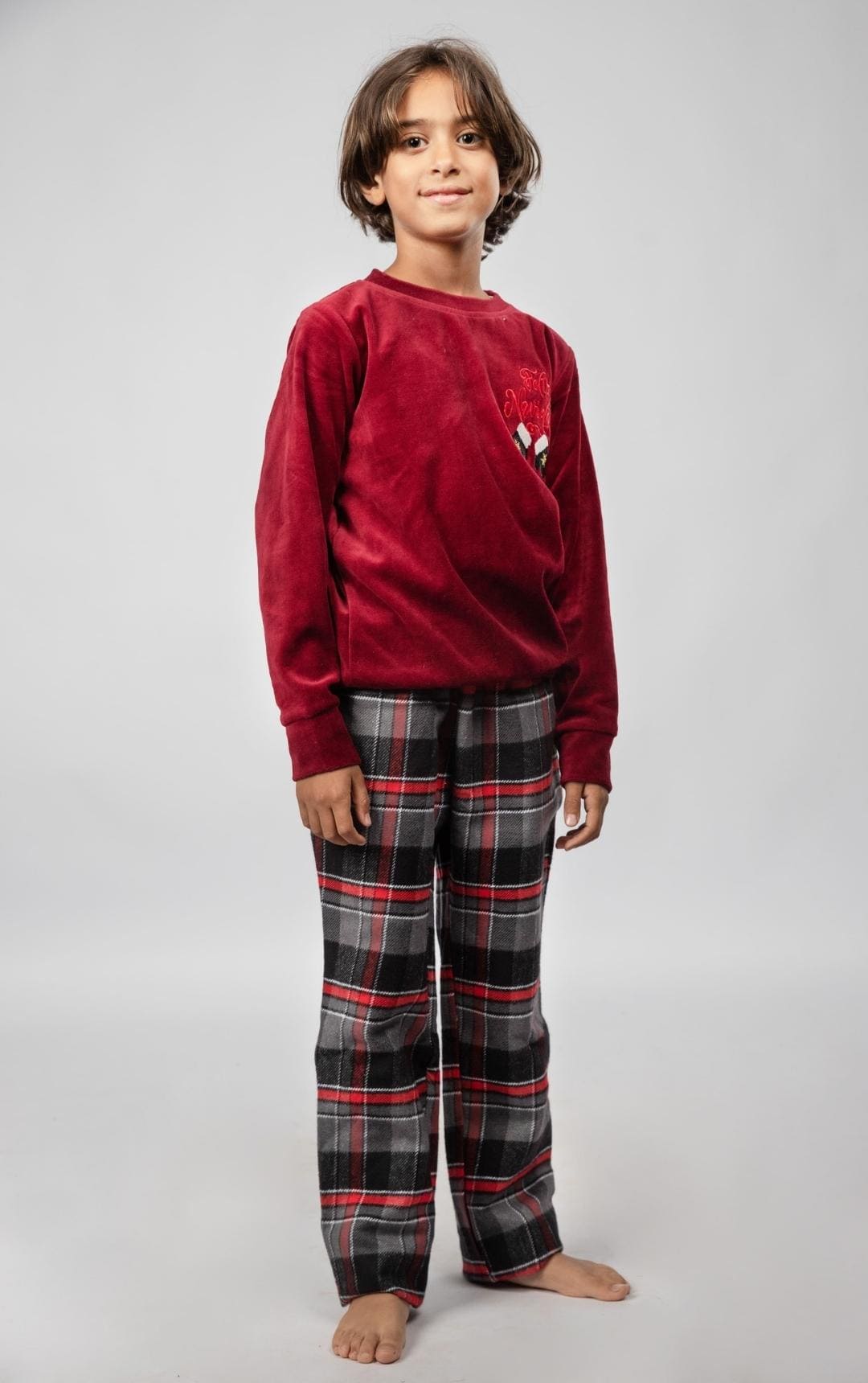 Christmas Pajama with Check Pants For Boys