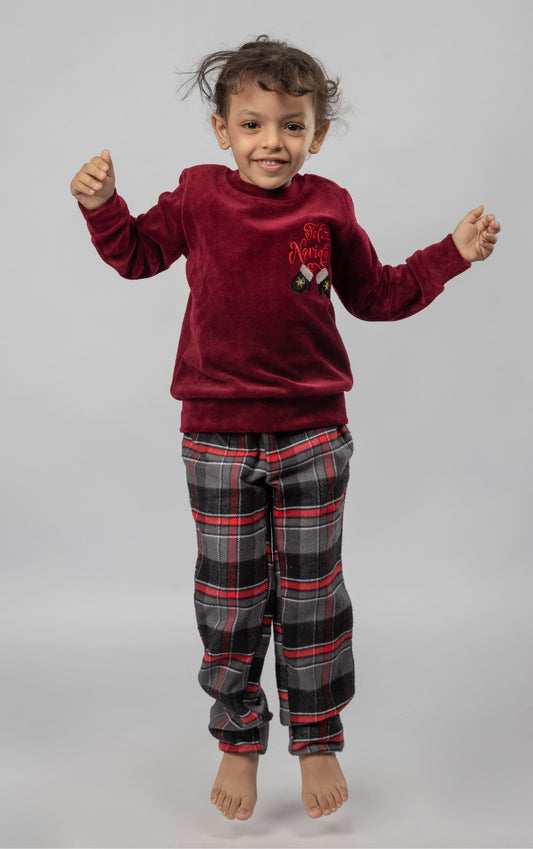 Christmas Pajama with Check Pants for Girls