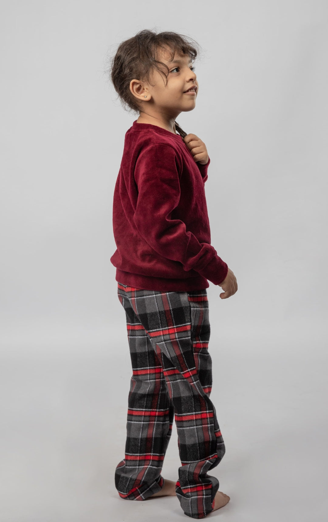 Christmas Pajama with Check Pants for Girls