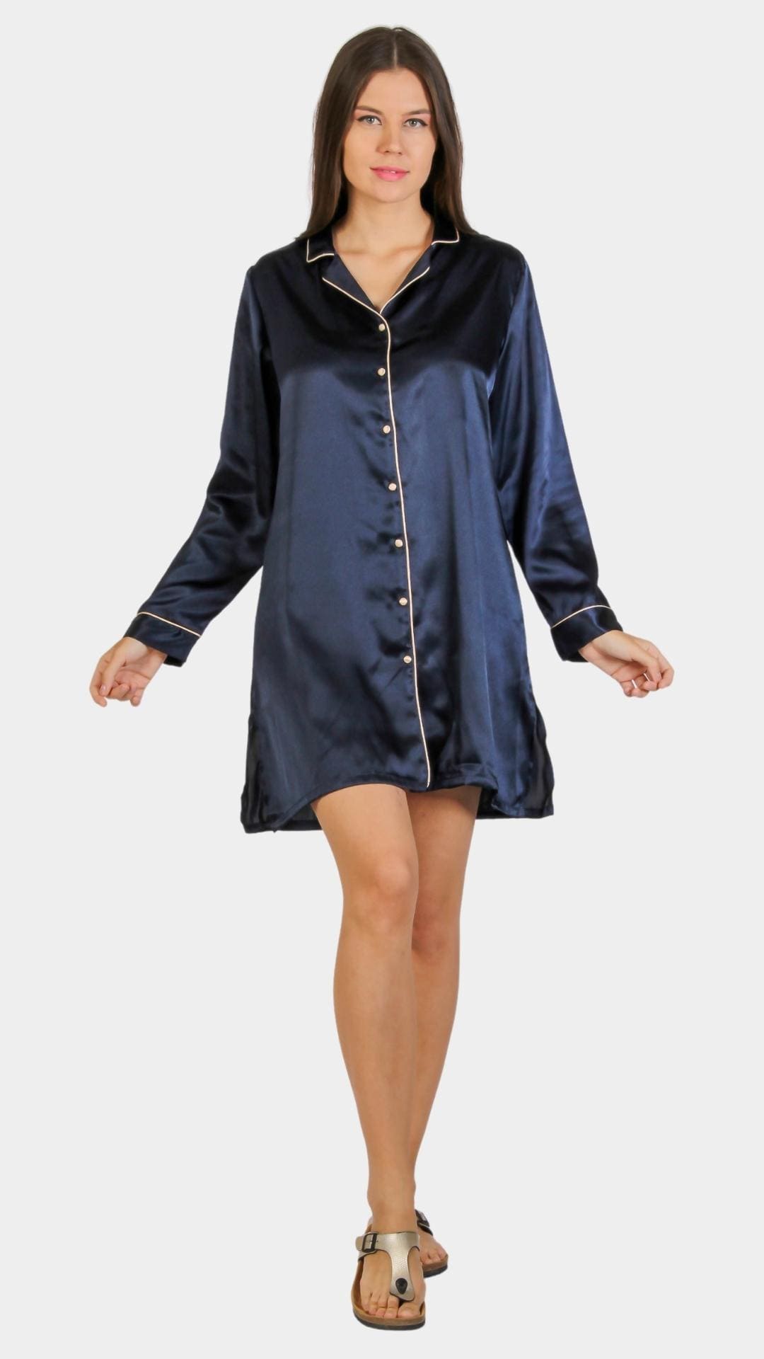 Dark Blue long sleeve nightgown