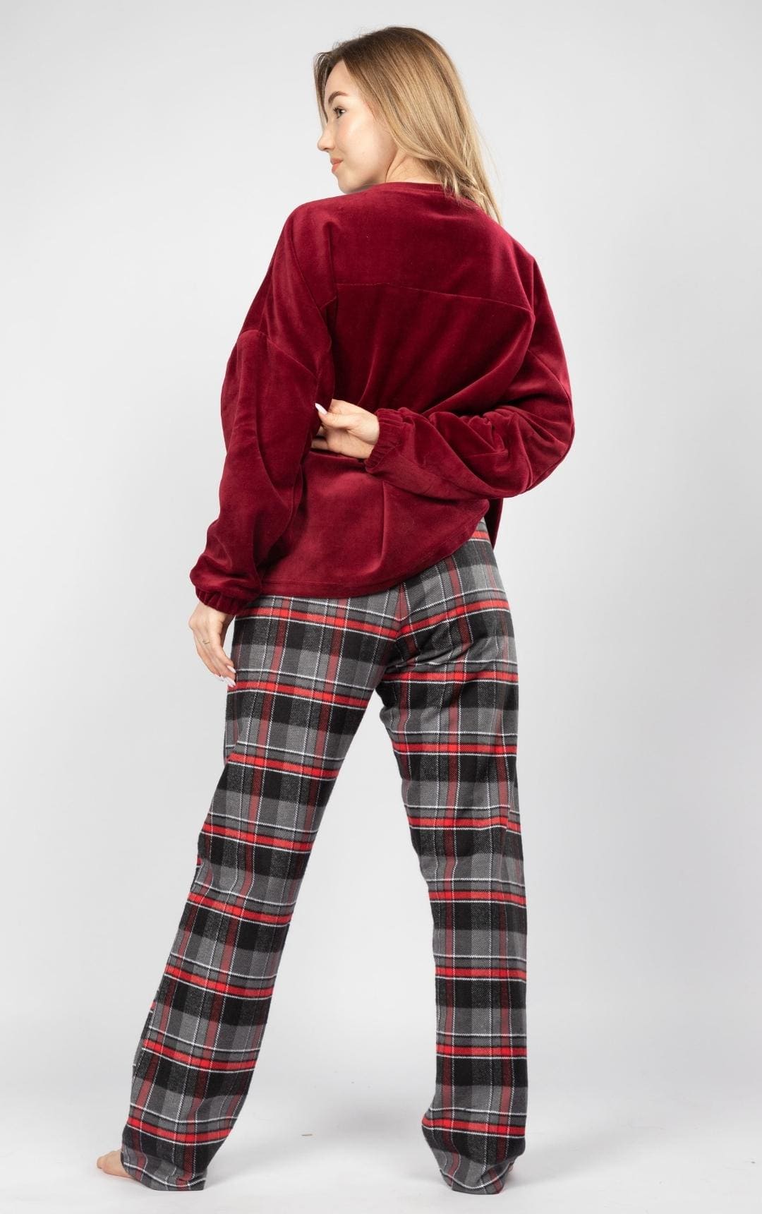 Women Christmas Oversized Pajama with Check Pants