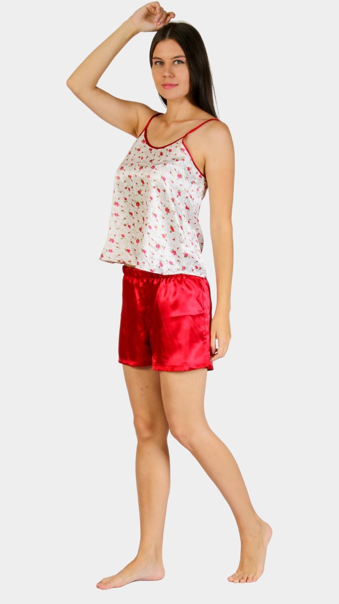 Floral Sleeveless Pajama with Satin  Shorts