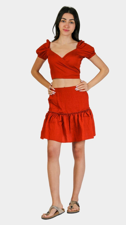 Havan short sleeve crop-top and skirt