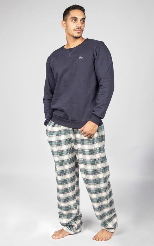 Round Neck Sweater Pajama For Men with Check Pants